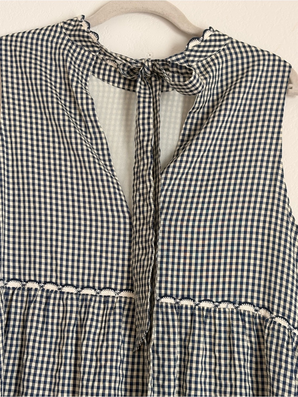Pomander Place Navy Gingham Morgan Dress- size Large - Picture 12 of 14